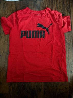 Puma Red Tee with Black Logo Print